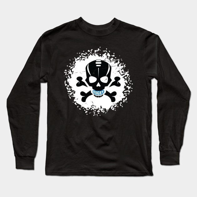 Rugby Fan Skull Splatter Long Sleeve T-Shirt by atomguy